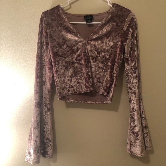 Rue21 Tops - Velvet Bell Sleeve Crop Top